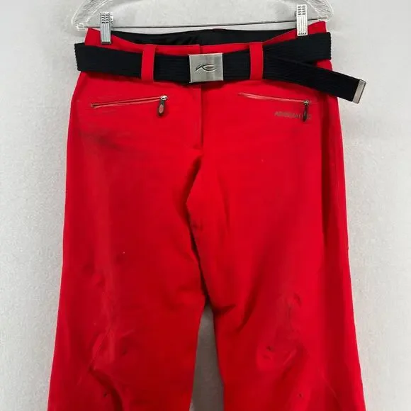 KJUS Snowpants 34 XS Adrenaline Thinsulate Flex Ski Snowboard Belted Red